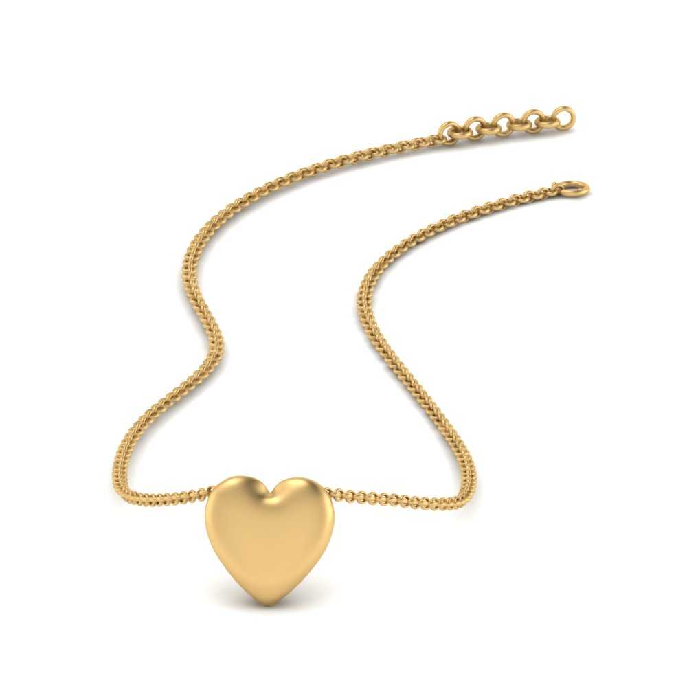 Puffy Heart Necklace In K Yellow Gold Fascinating Diamonds