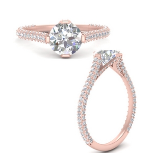 Pave Set Round Cut Engagement Rings