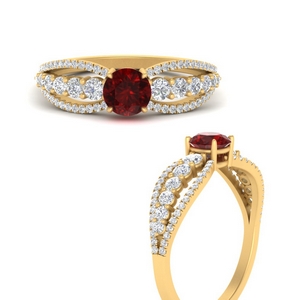 Split Shank Cathedral Ruby Ring