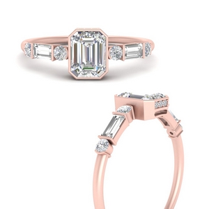 Bezel Set Diamond Ring With Baguette