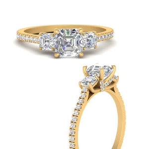 Asscher Cut Side Stone Engagement Rings