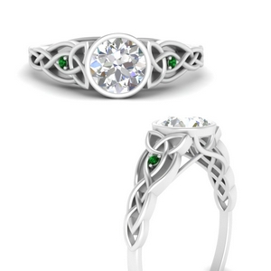Celtic Diamond Ring With Emerald