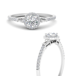 Baguette Halo Accented Diamond Ring