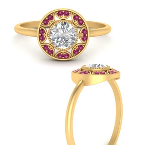 Pink Sapphire Side Stone Rings