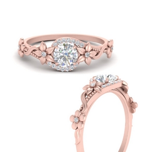Floral Halo Diamond Ring