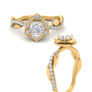 Nature Inspired Halo Diamond Ring