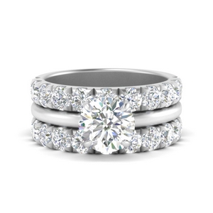 Lab Diamond Solitaire Ring With Double Band