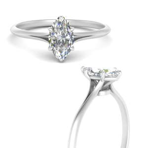 knife edge solitaire marquise cut diamond engagement ring in white gold FD10359MQRANGLE3 NL WG
