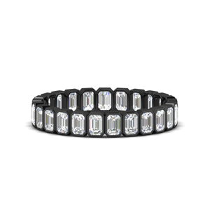 bezel 2.50 carat emerald cut eternity diamond black wedding band in black gold FD 10417EMB 2.50CTCT NL BG