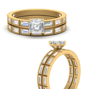 asscher-cut-bezel-baguette-diamond-wedding-set-in-FD10499ASANGLE3-NL-YG