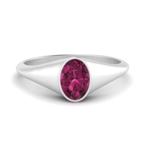 Pink Sapphire Oval Signet Ring Women