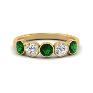 1.25-carat-bezel-set-5-round-emerald-wedding-ring-in-FD10558B-0.25CTGEMGR-NL-YG