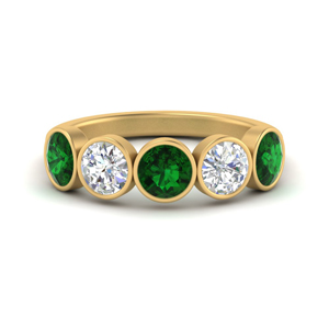 2-carat-five-round-emerald-bezel-set-wedding-ring-in-FD10558B-0.40CTGEMGR-NL-YG
