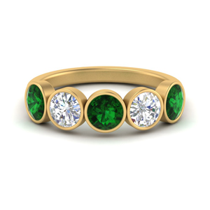 bezel-set-5-round-emerald-wedding-ring-2-ct.-in-FD10558B-0.50CTGEMGR-NL-YG