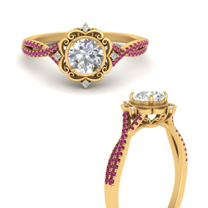 Halo Split Pink Sapphire Ring