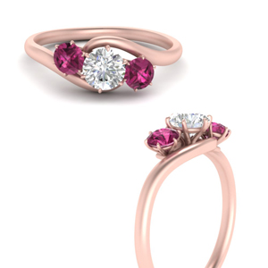 Three Stone Pink Sapphire Engagement Rings