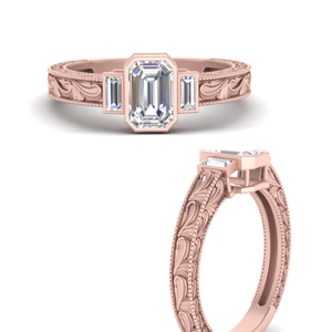 Emerald Cut 3 Stone Diamond Vintage Ring
