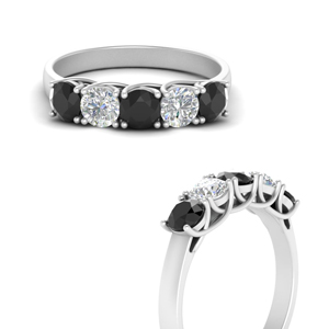 1-ct.-diamond-trellis-5-stone-wedding-band-with-black-diamond-in-FD10769RO-1.00CTGBLACKANGLE3-NL-WG
