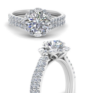 Marquise Halo Round Bridal Ring