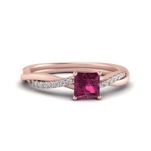 Intertwined Princess Cut Pink Sapphire Wedding Ring