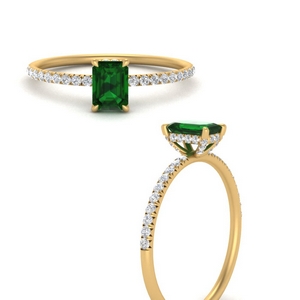 Emerald Under Halo Wedding Ring