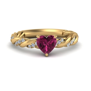 Pink Sapphire Heart Twist Ring