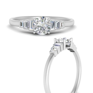 Baguette Accented Big Diamond Ring