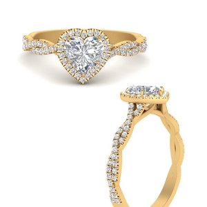 Twisted Heart Diamond Halo Ring
