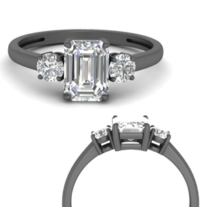 Emerald Cut 3 Stone Diamond Engagement Ring