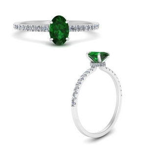 Oval Emerald Under Halo Ring