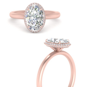 Oval Shaped Hidden Halo Ring