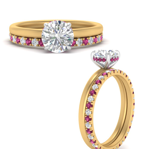 round-cut-hidden-halo-pink-sapphire-solitaire-ring-with-eternity-wedding-band-in-FD9359B3ROGSADRPIANGLE3-NL-YG