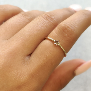 14K Gold Star Ring / Diamond Star Ring / Stackable Star Rings / Diamond Ring / Celestial Dual Ring / Dainty Dtackable Rings / Two Row Ring / Open Ring