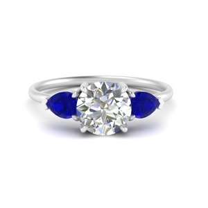Pear Shaped Sapphire 3 Stone Ring