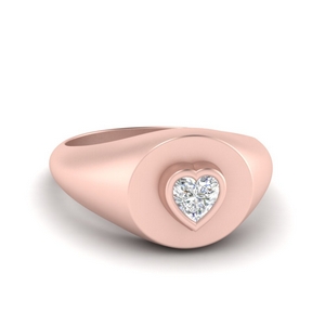 Heart Signet Diamond Ring