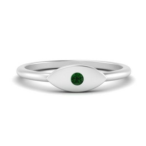 Evil Eye Thin Stack Emerald Ring