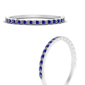 Thin Floral Sapphire Stack Band