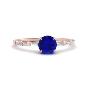 Thin Sapphire Ring With Baguette