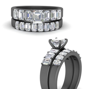 Asscher Diamond Accent Wedding Set