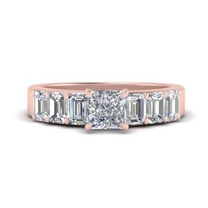 Princess Cut Side Stone Lab Diamond Rings
