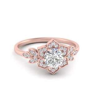 Moissanite Floral Halo Ring