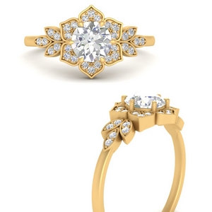 Art Deco Floral Halo Ring