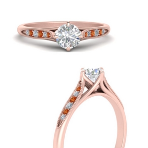 Orange Sapphire Vintage Engagement Rings