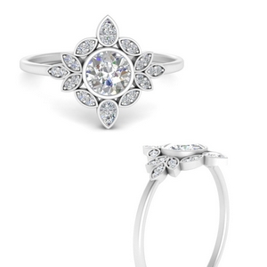 Lab Diamond Vintage Floral Ring