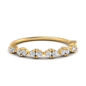 Gold And Diamond Thin Stack Ring