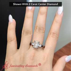 2 carat emerald cut 3 stone lab diamond engagement ring in black gold FD 9634EMRHAND 1