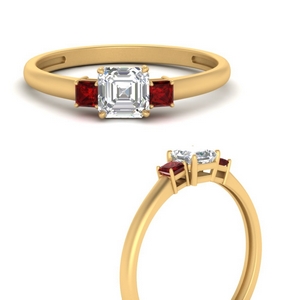 Delicate 3 Stone Asscher Engagement Ring