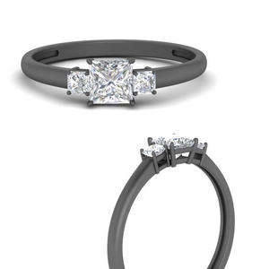 Square 3 Stone Engagement Ring