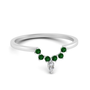 Curved Crown Emerald Band