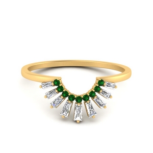 Baguette Curved Emerald Wedding Band